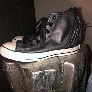 Grey Metallic Zipper Converse